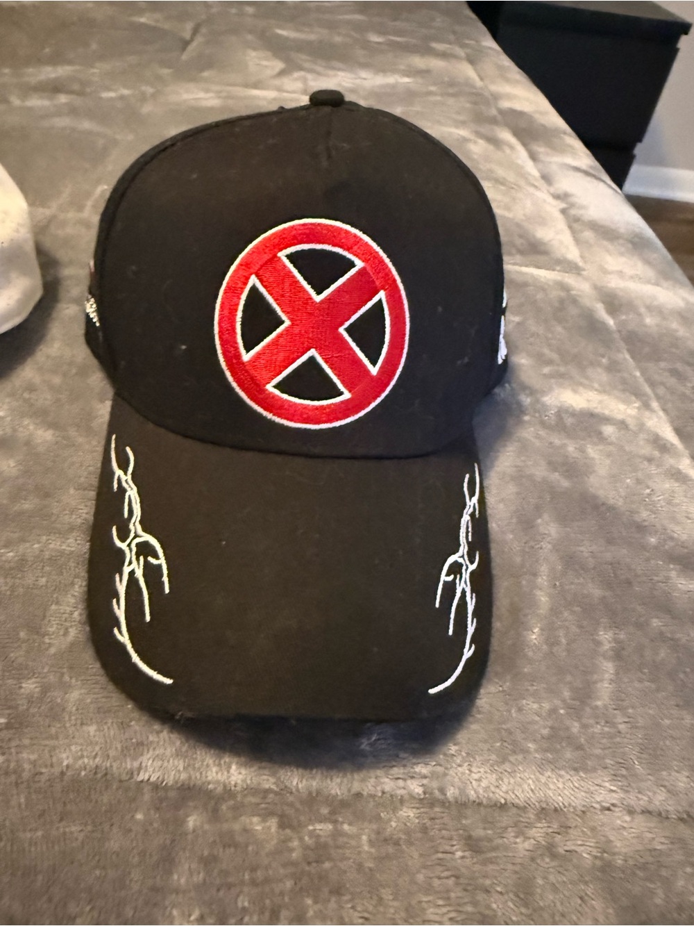 Black Men's Baseball Cap with Red X Emblem